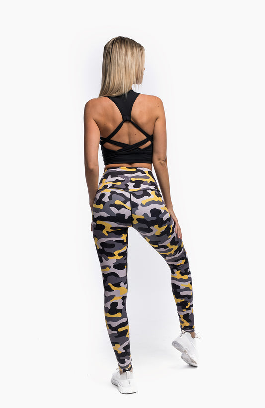 PURSUE LEGGINGS - CAMO YELLOW - hustletics.com