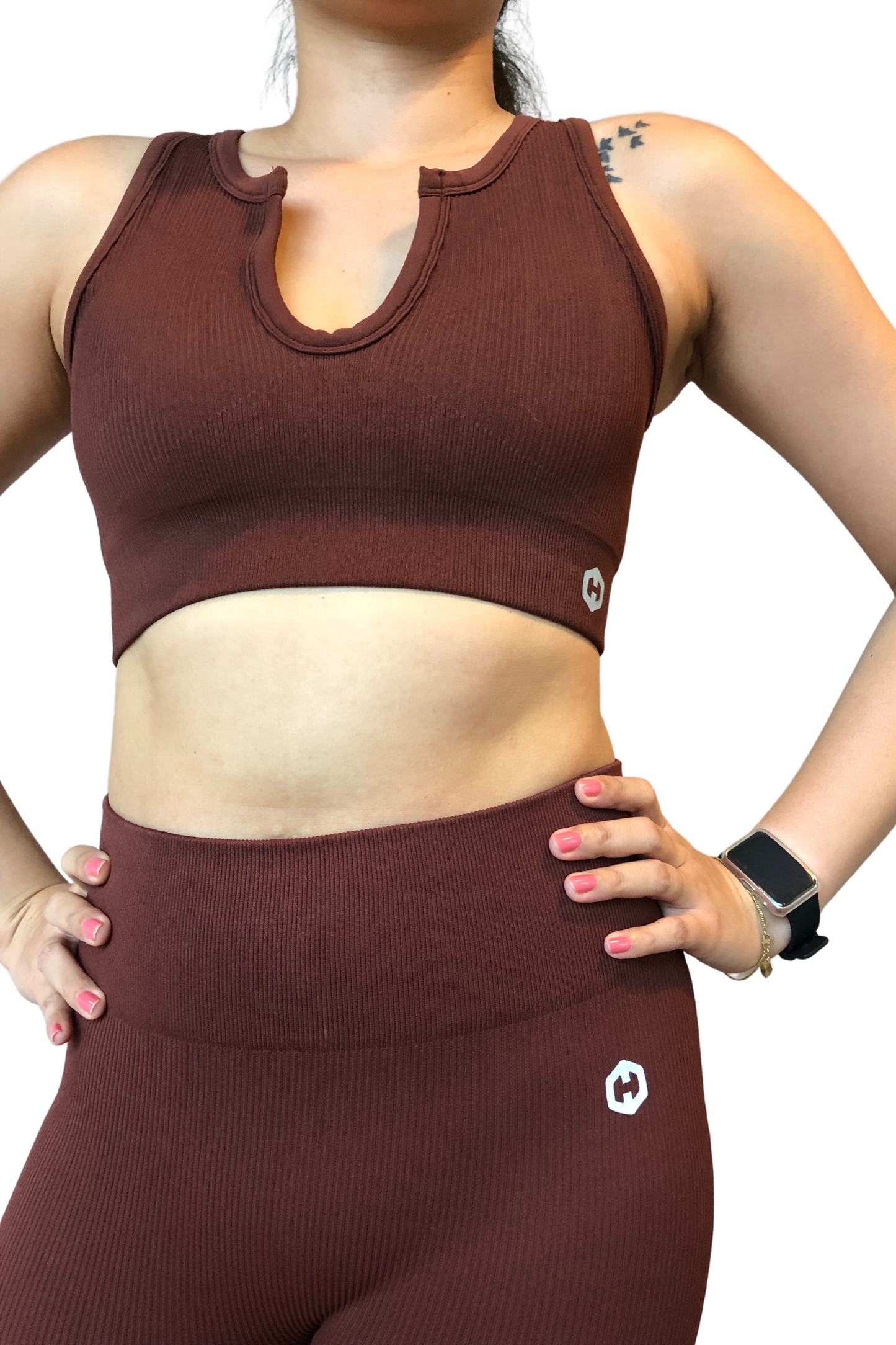 EASE UP CROP BRA - MOCHA