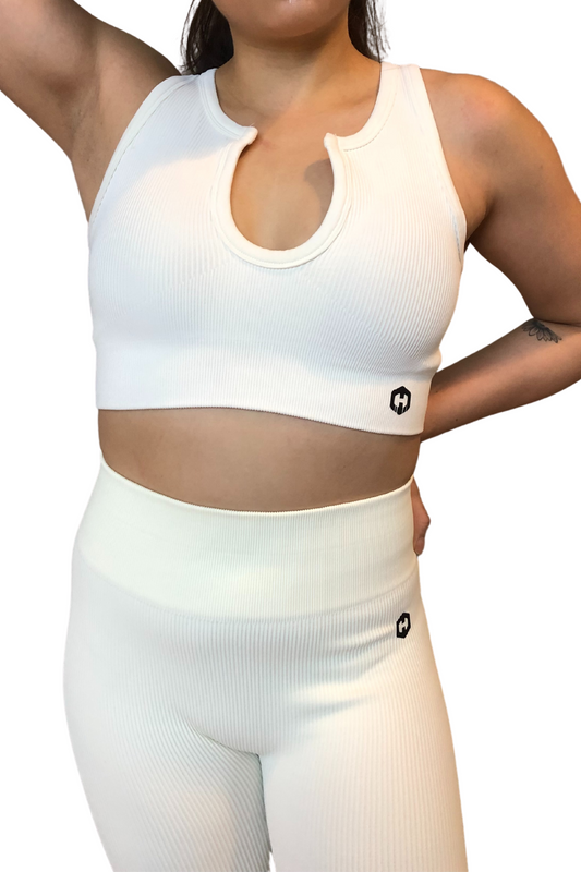 EASE UP CROP BRA - LATTE